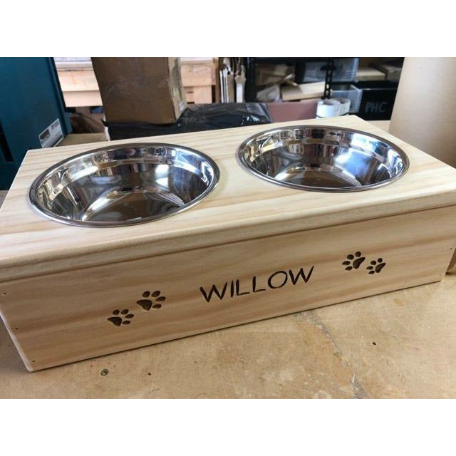 Pet Feeder 2 Bowls (Medium) [Extra Height] Personalised Pet Feeders