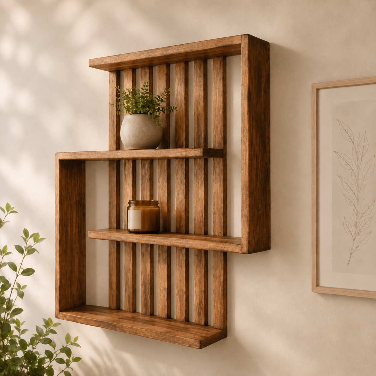 Handmade Rustic Oak Wall Shelf | Solid Timber Display Shelf ...