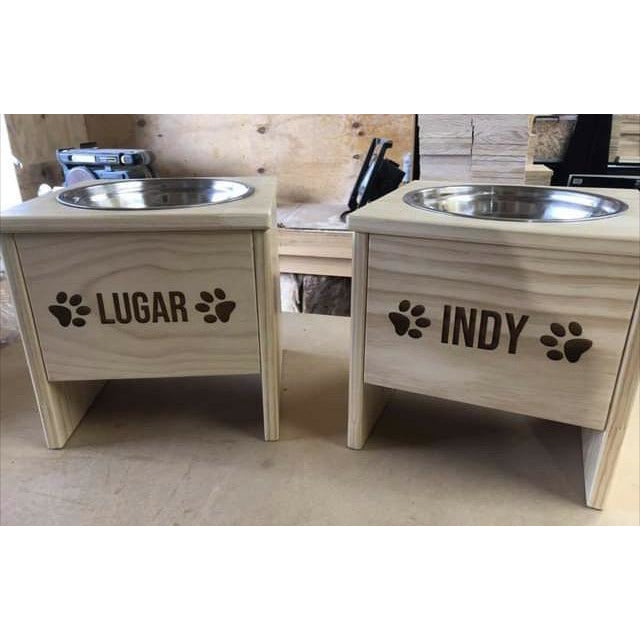 Raised Pet Feeder 1 Bowl (Large) Personalised Pet Feeders