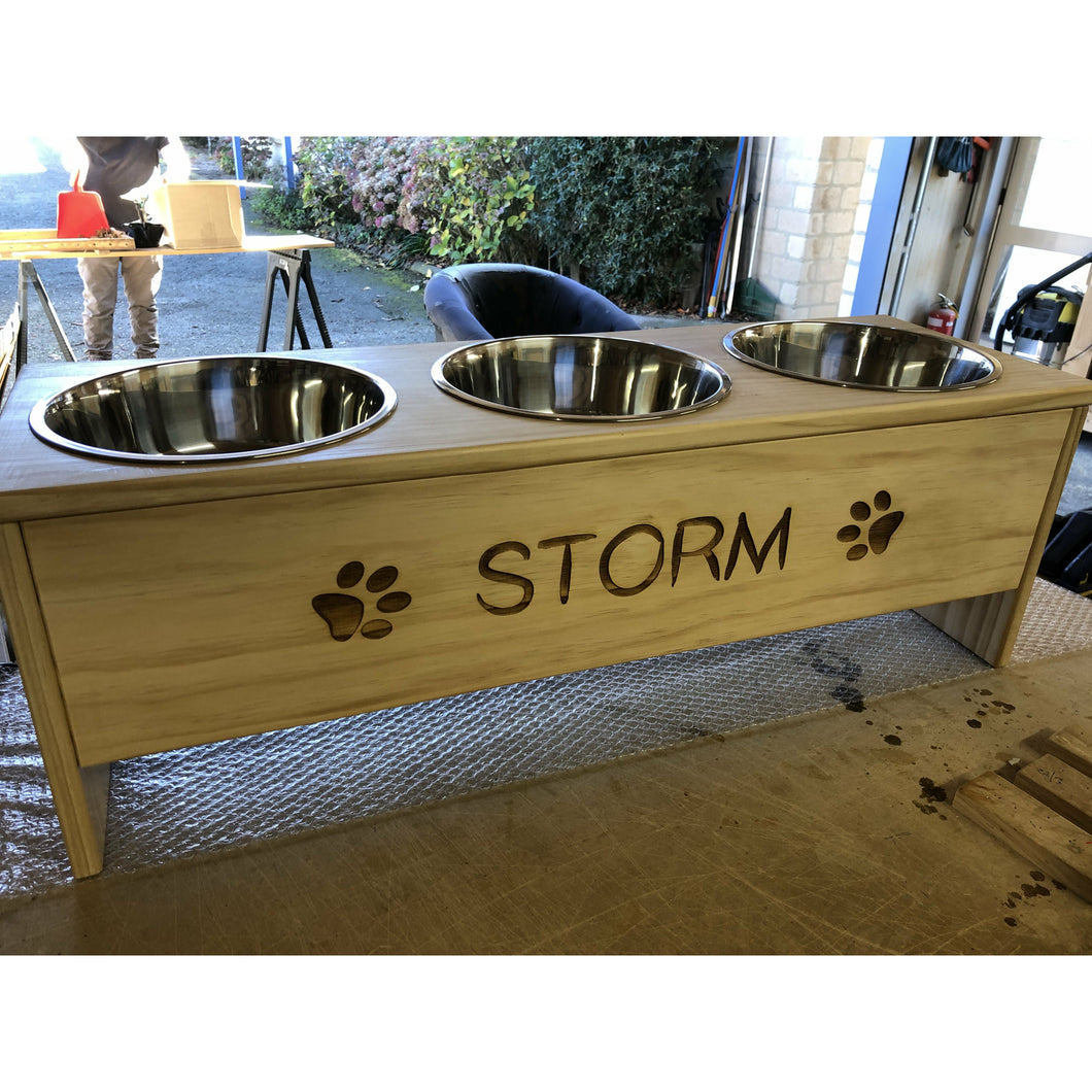 Raised Pet Feeder - 3 Bowls (Medium)